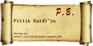 Pitlik Balázs névjegykártya