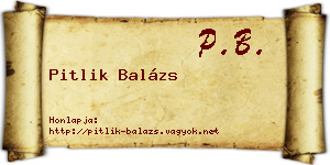 Pitlik Balázs névjegykártya